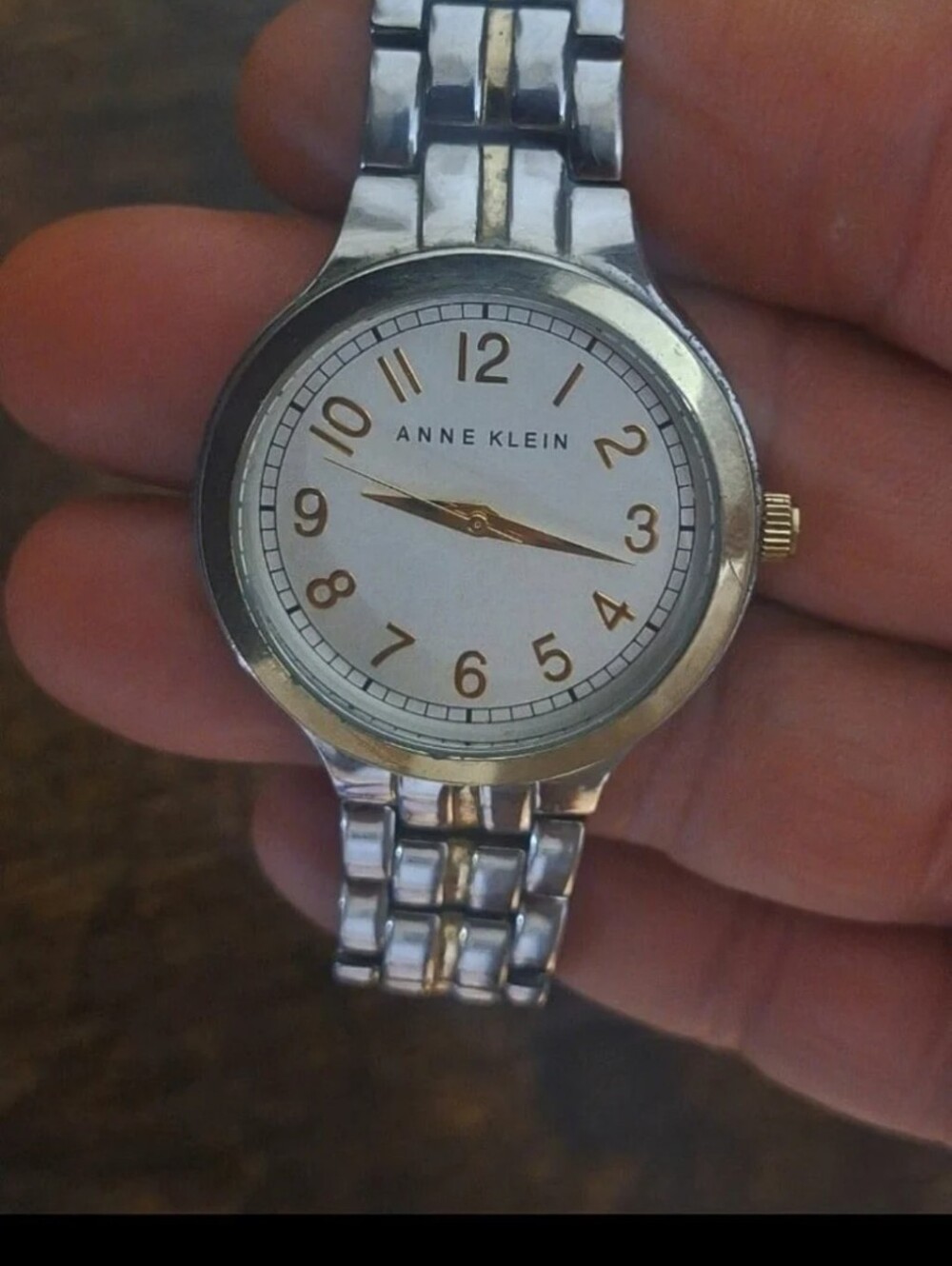 Elegant Anne Klein Two Tone With White Dial Ladies Watch.